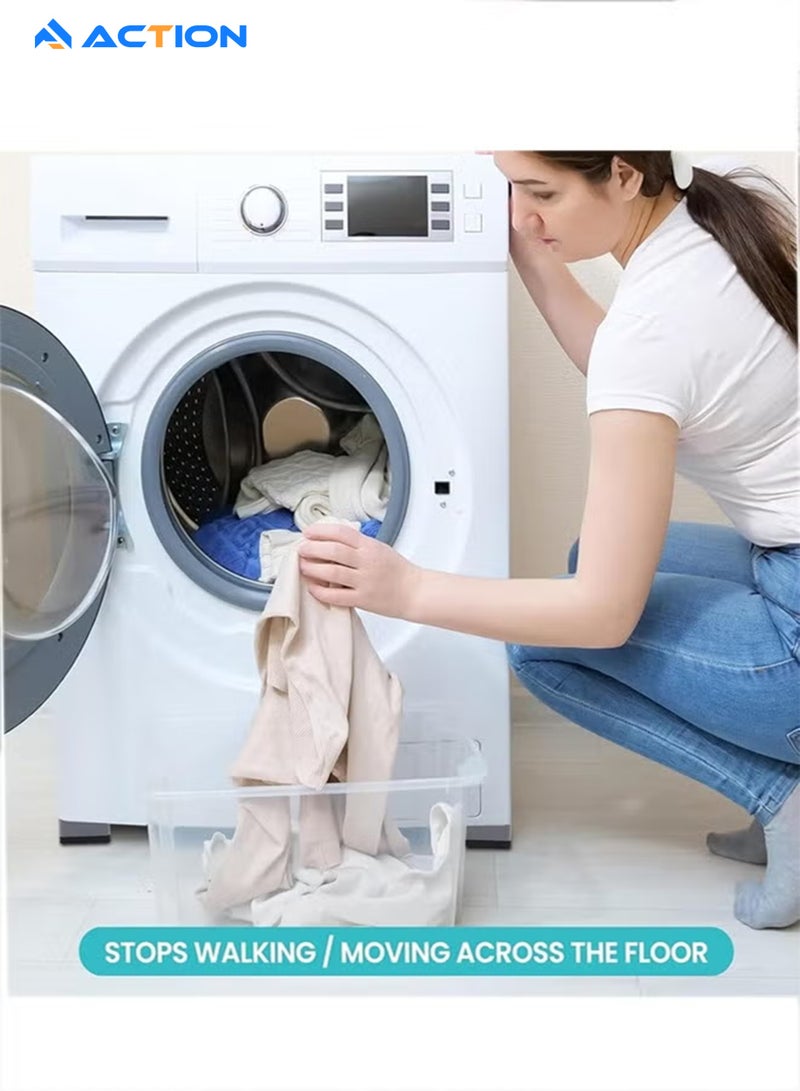 أكشن وسادات مضادة للاهتزازات للغسالة، 4 قطع من ركائز الغسالة والمجفف، وسادات قدم الغسالة المانعة للصدمات والضوضاء، مثبتات دعم الغسالة لمعظم الأثاث، تحمي الأرضية - Image 3